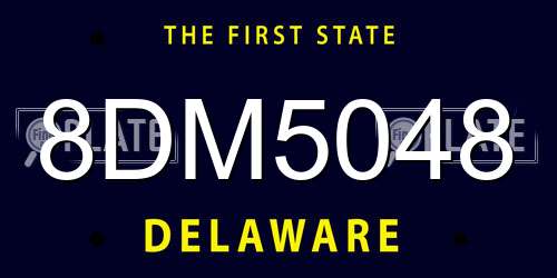 8DM5048 Delaware License Plate