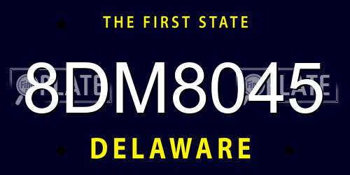8DM8045 Delaware License Plate