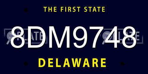 8DM9748 Delaware License Plate