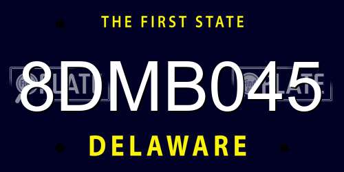 8DMB045 Delaware License Plate