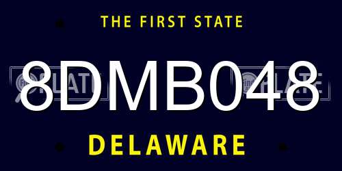 8DMB048 Delaware License Plate