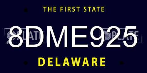 8DME925 Delaware License Plate