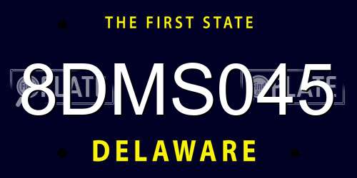 8DMS045 Delaware License Plate