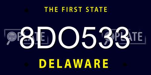 8DO533 Delaware License Plate