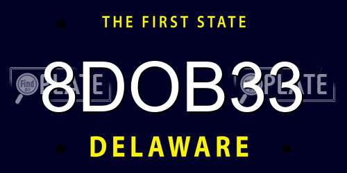 8DOB33 Delaware License Plate