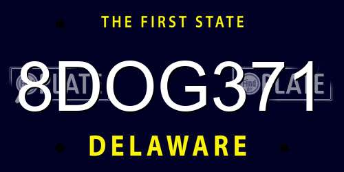 8DOG371 Delaware License Plate