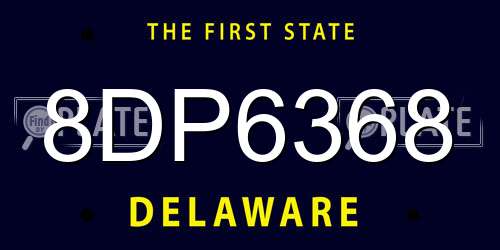 8DP6368 Delaware License Plate