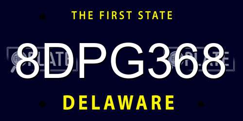 8DPG368 Delaware License Plate