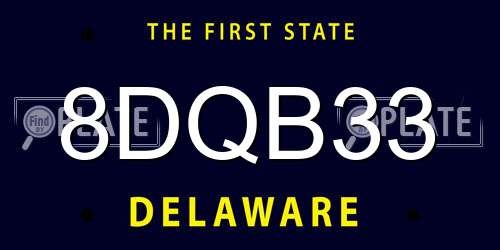 8DQB33 Delaware License Plate