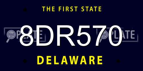 8DR570 Delaware License Plate