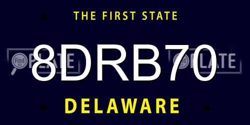 8DRB70 Delaware License Plate