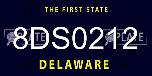 8DS0212 Delaware License Plate