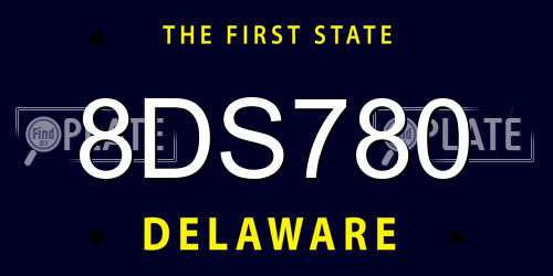 8DS780 Delaware License Plate