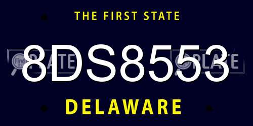 8DS8553 Delaware License Plate