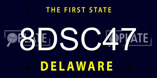 8DSC47 Delaware License Plate