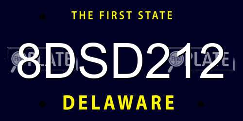 8DSD212 Delaware License Plate