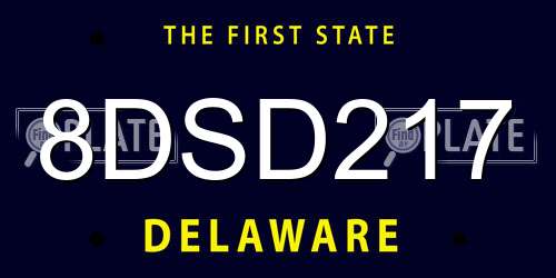 8DSD217 Delaware License Plate