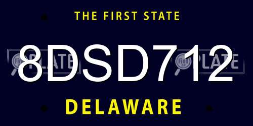 8DSD712 Delaware License Plate