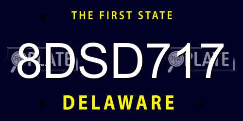 8DSD717 Delaware License Plate