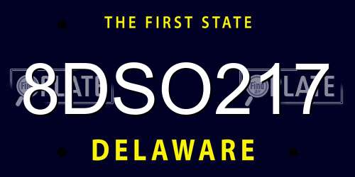 8DSO217 Delaware License Plate