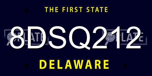 8DSQ212 Delaware License Plate