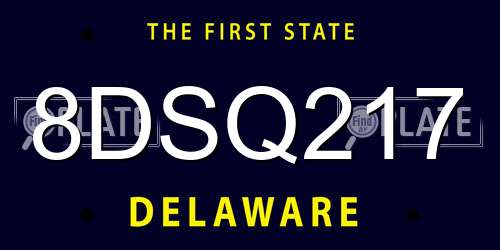 8DSQ217 Delaware License Plate