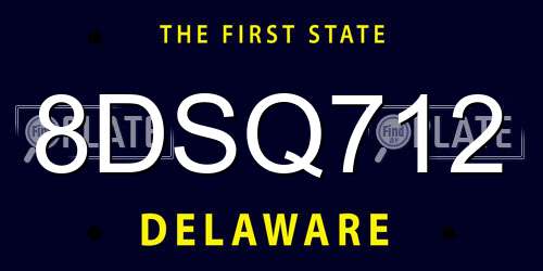 8DSQ712 Delaware License Plate