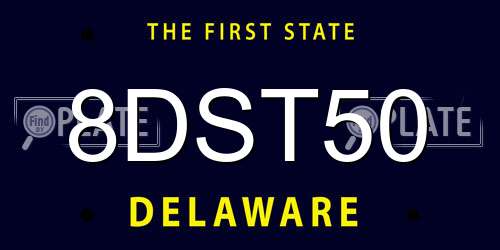 8DST50 Delaware License Plate