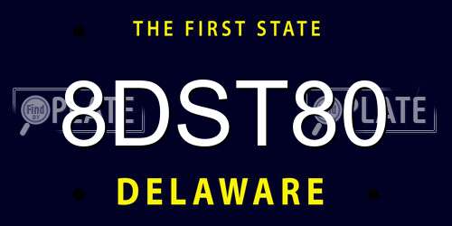 8DST80 Delaware License Plate