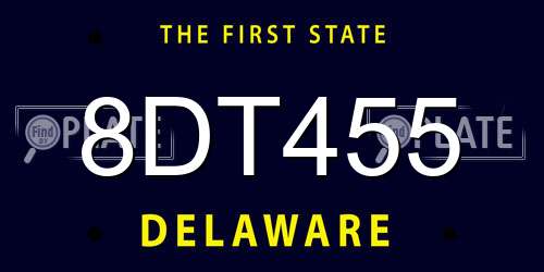 8DT455 Delaware License Plate