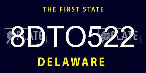 8DTO522 Delaware License Plate