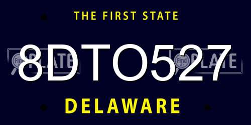 8DTO527 Delaware License Plate