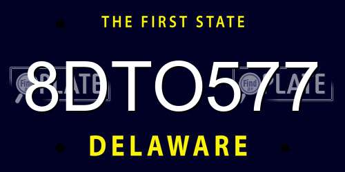 8DTO577 Delaware License Plate