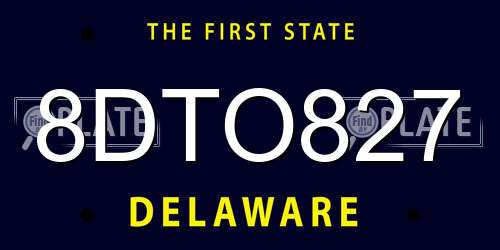 8DTO827 Delaware License Plate