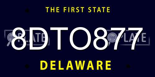 8DTO877 Delaware License Plate