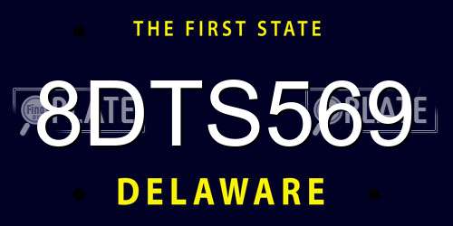 8DTS569 Delaware License Plate