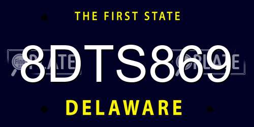 8DTS869 Delaware License Plate