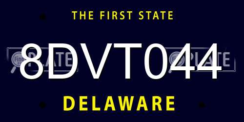 8DVT044 Delaware License Plate