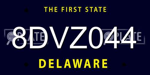 8DVZ044 Delaware License Plate