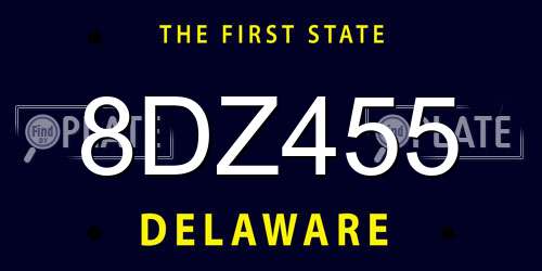 8DZ455 Delaware License Plate