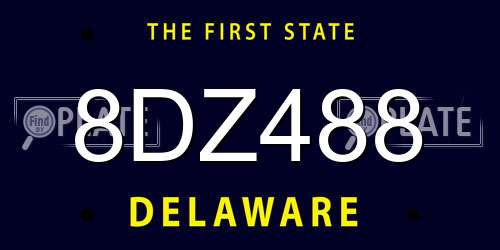 8DZ488 Delaware License Plate