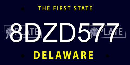 8DZD577 Delaware License Plate
