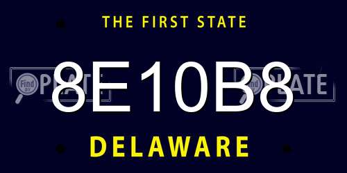 8E10B8 Delaware License Plate