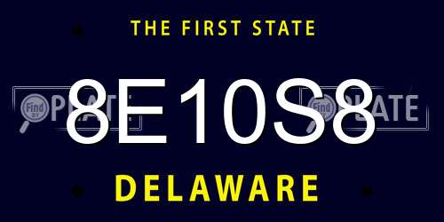 8E10S8 Delaware License Plate