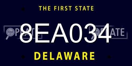 8EA034 Delaware License Plate
