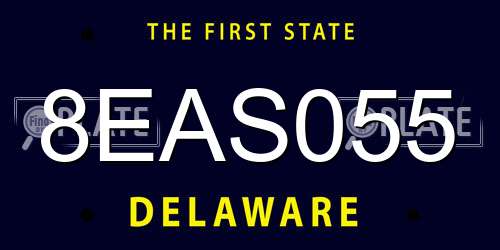 8EAS055 Delaware License Plate