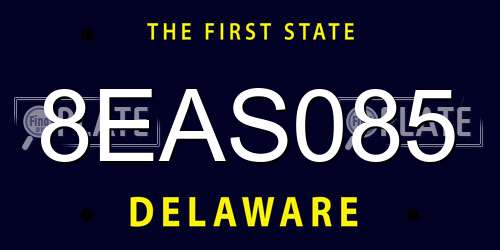 8EAS085 Delaware License Plate