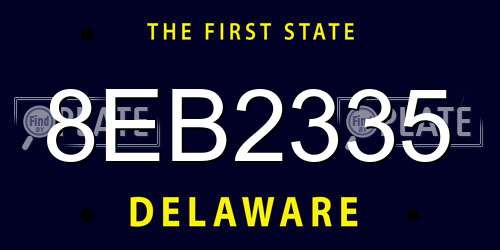 8EB2335 Delaware License Plate