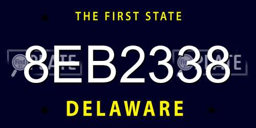 8EB2338 Delaware License Plate