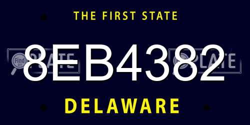 8EB4382 Delaware License Plate